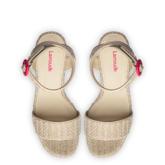 $285 LARROUDE Dolly Sandal In Natural Raffia 11 Handmade Memory Foam Insole - Picture 5 of 8